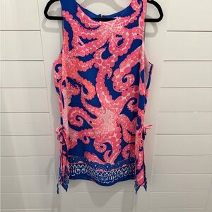 Vibrant Pink and Blue Sleeveless Short Romper